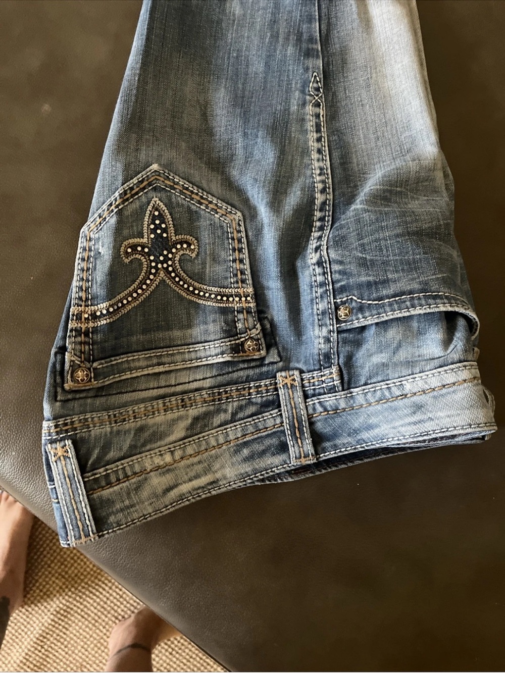 Rock Revival Light Blue Women's Boot Cut Jeans with Studded Pocket - Picture 4 of 8